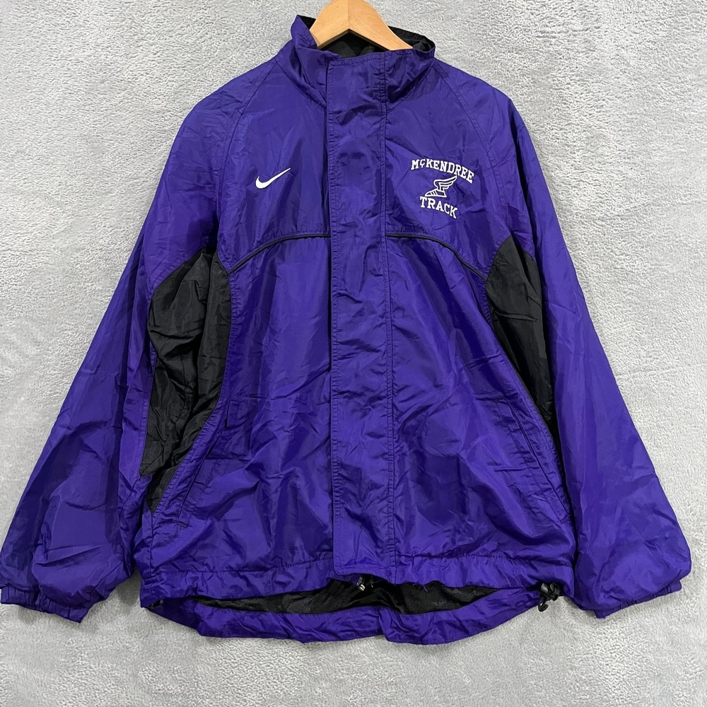 Vintage Nike Team Mckendree Track Windbreaker Jacket Mens Medium Purple Full Zip
